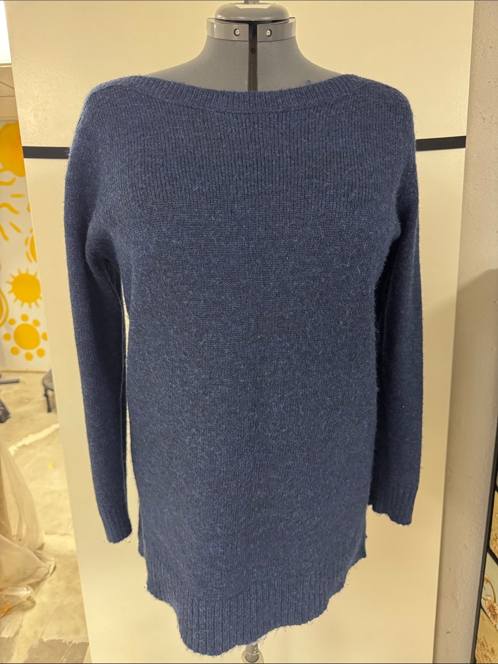 LOFT Navy Boatneck Long Knit Sweater